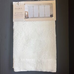 FLORA Collection Set Of 4 Backtab Window Panels - 37"x84"- White/White